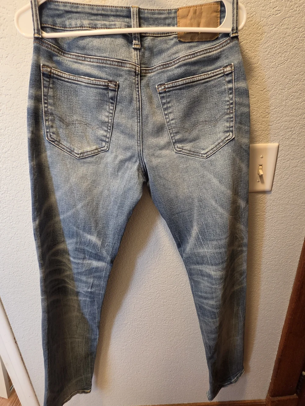 American Eagle Outfitters Distressed Light Blue Slim Straight Jeans